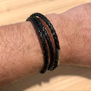 Braided leatherette wrapped bracelet